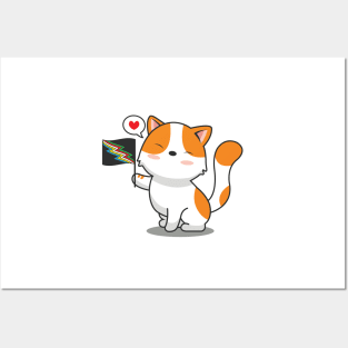 Cute Cat Holding Disability Pride Flag Posters and Art